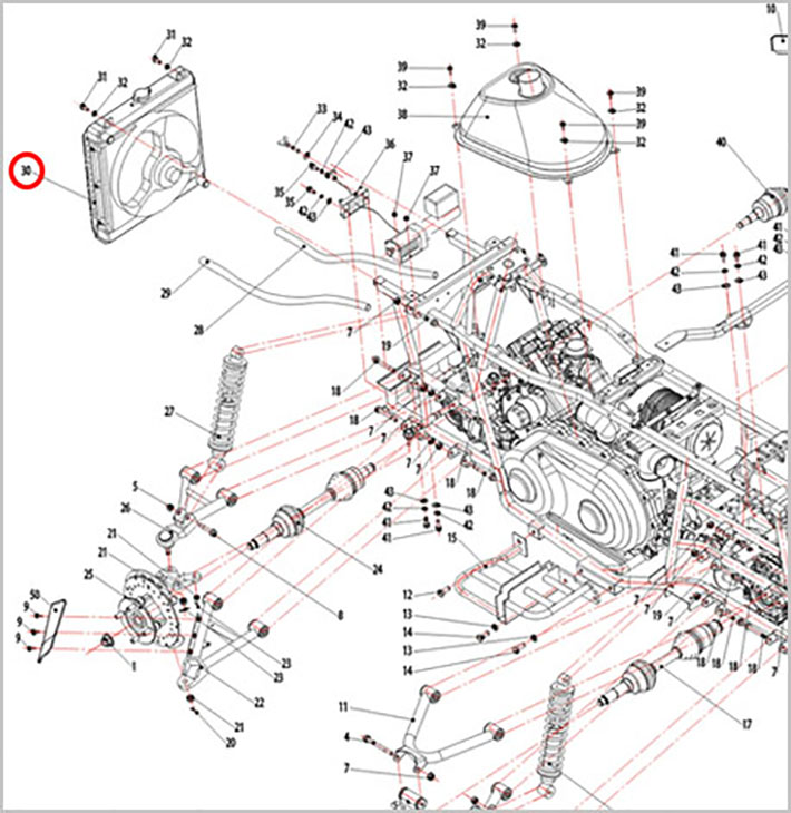 Радиатор охлаждения 500 Kazuma\GT C500-1301100 LU018560 цена: 