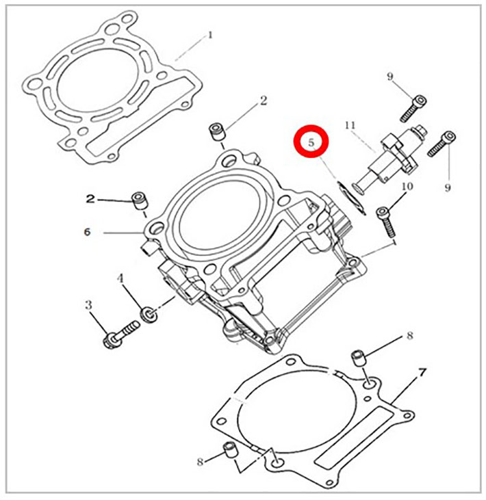 Прокладка натяжителя цепи ГРМ ATV/UTV 400/450/500 Hisun 14508-F11-0000 14508-002-0000 LU022839 цена: 