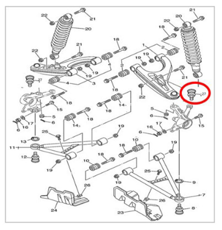 Шаровая опора передняя верхняя (32мм) ATV 450/500/700/800 Hisun, Leopard 600/650, Baltmotors 500/700 56621-058-0000 290302-102-0000 LU034672 цена: 