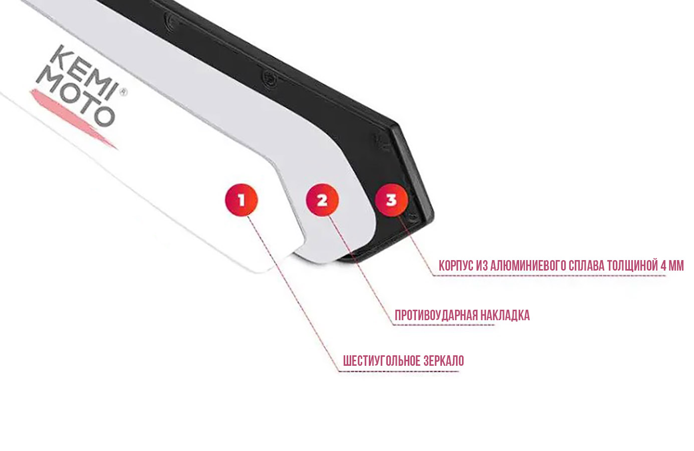 Зеркало заднего вида широкое центральное (зажим 4,5см) для багги