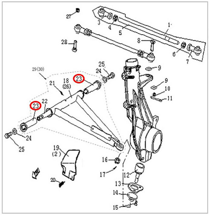 Втулка рычага передней подвески ATV 300B 1.3.01.1030 LU019065